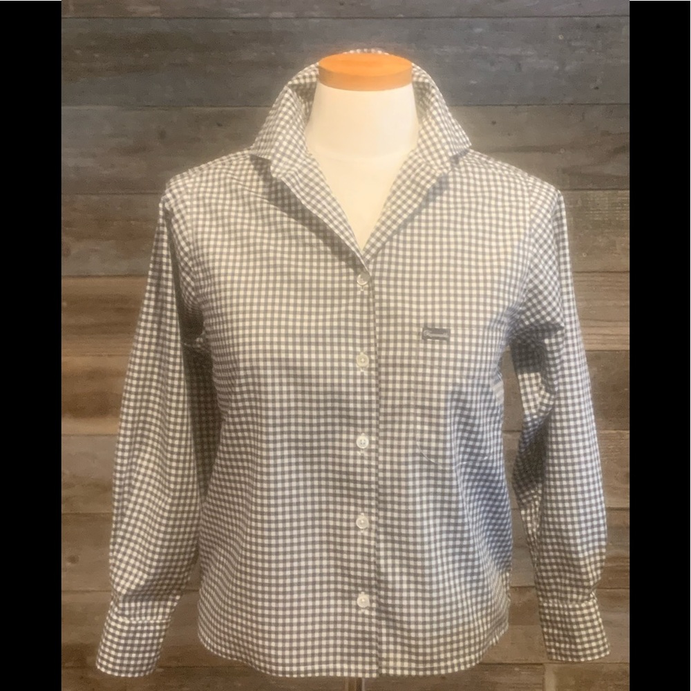 Faonnable Button Down Gingham Check Blouse - image 1